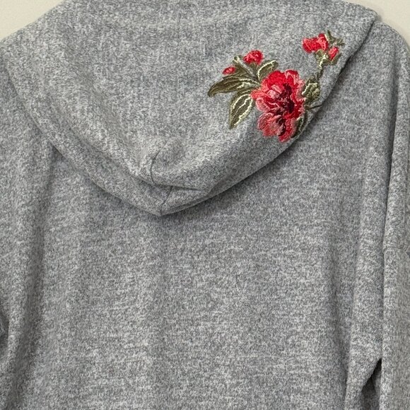 💖Host Pick💖 Rose Embroidered Long Sleeve Gray Zip Up Hoodie XL - Picture 8 of 9